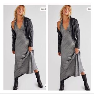 Free People‎ Ella Dress size 2 dark Gray silver Halter Dress